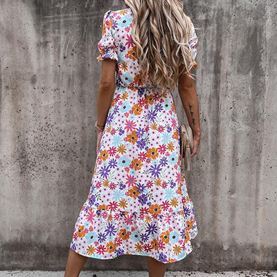 Puff Sleeve Floral Women's Summer Dress