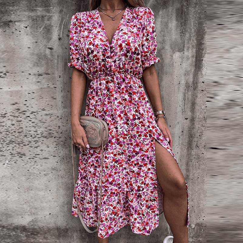 Puff Sleeve Floral Women's Summer Dress