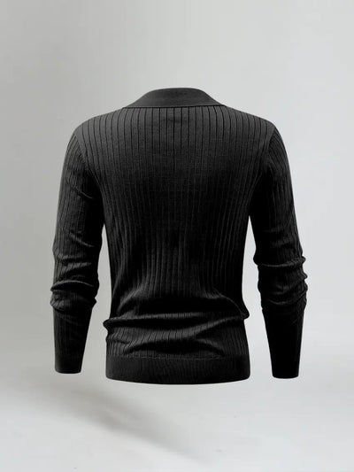 Retro Striped Knit Polo Shirt