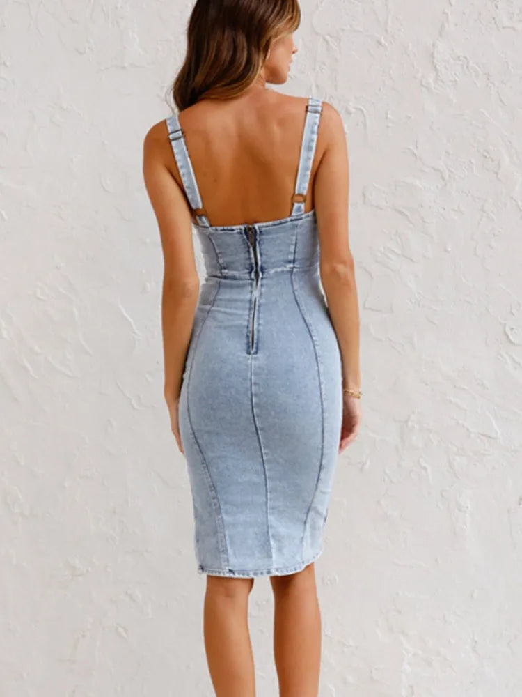 Sleeveless Denim Bodycon Women's Dress