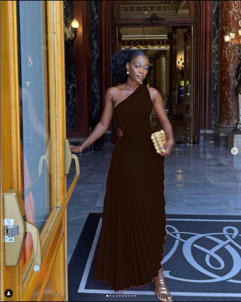 Asymmetrical Pleated Wedding Guest Dress Women