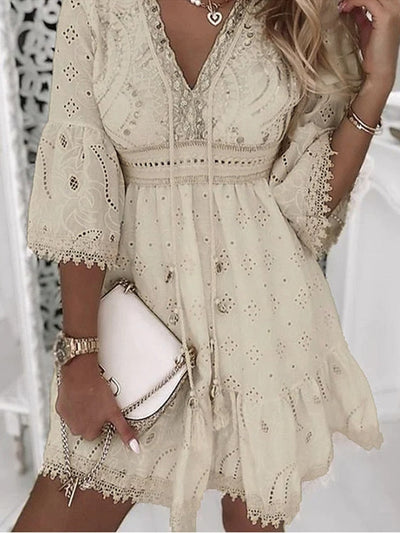 Boho Lace Mini Dress Women