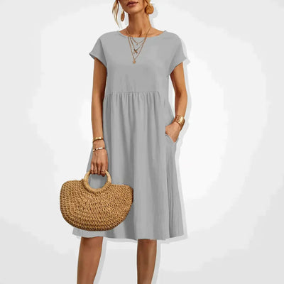 Short-Sleeve Linen Women’s Midi Dress
