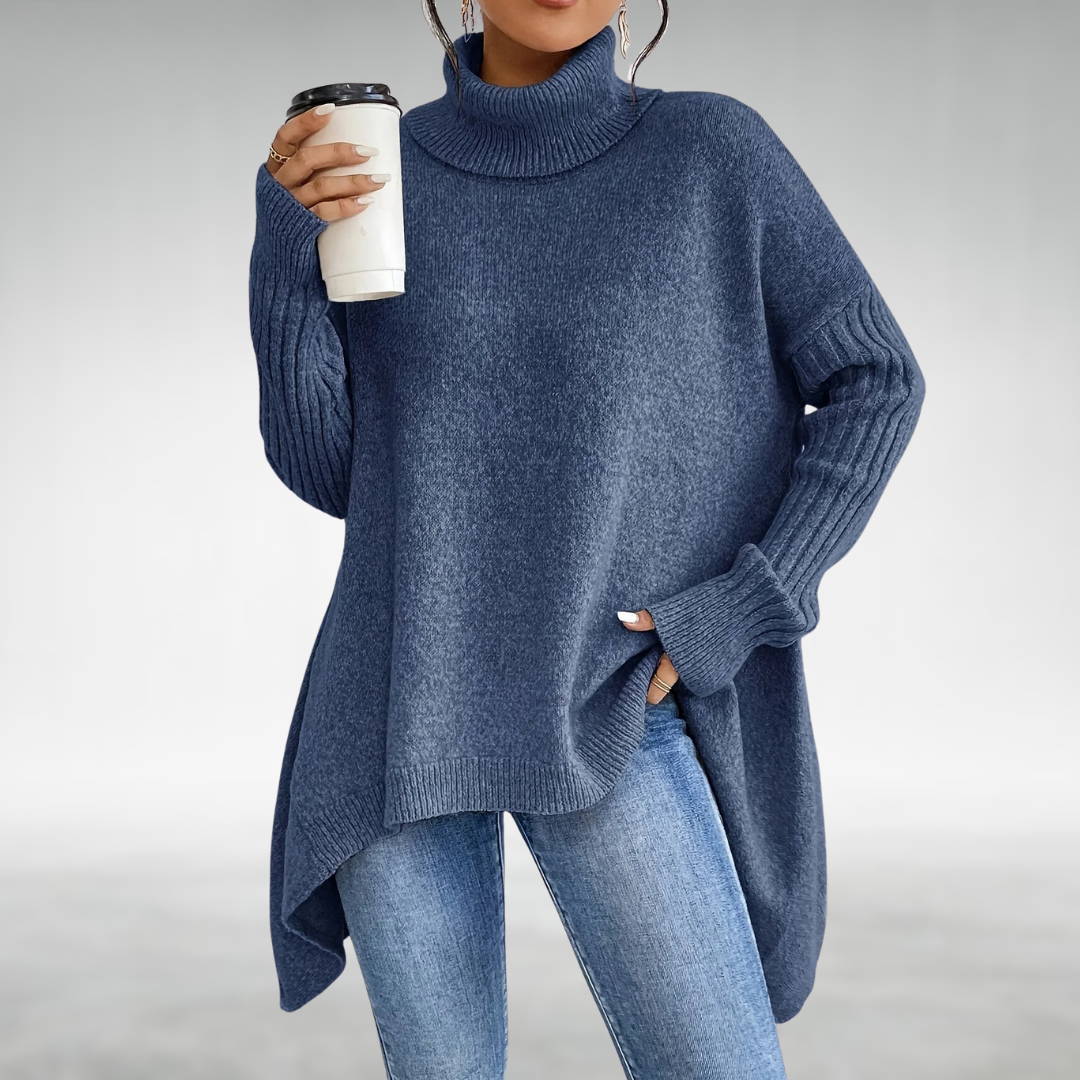 Asymmetrical Turtleneck Knit Jumper Women