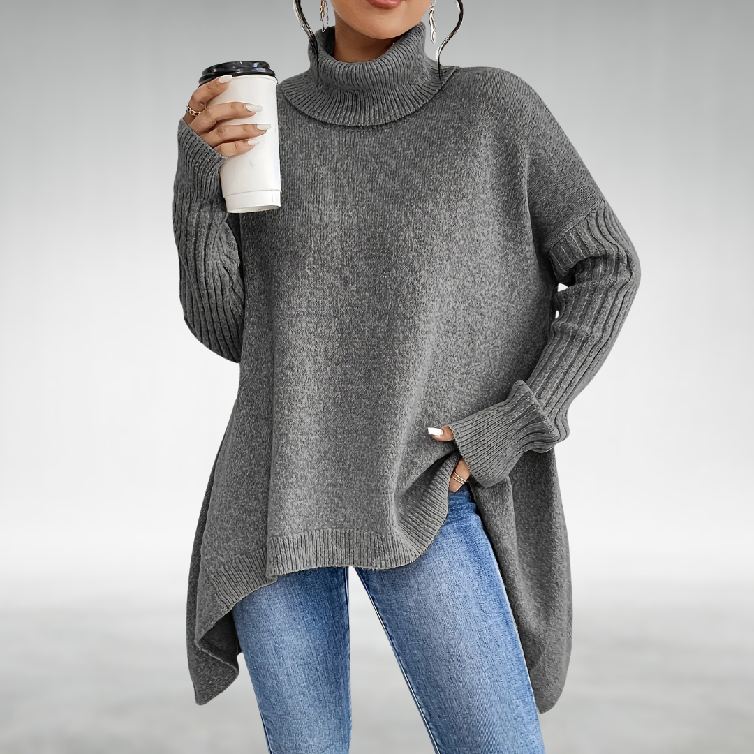 Asymmetrical Turtleneck Knit Jumper Women