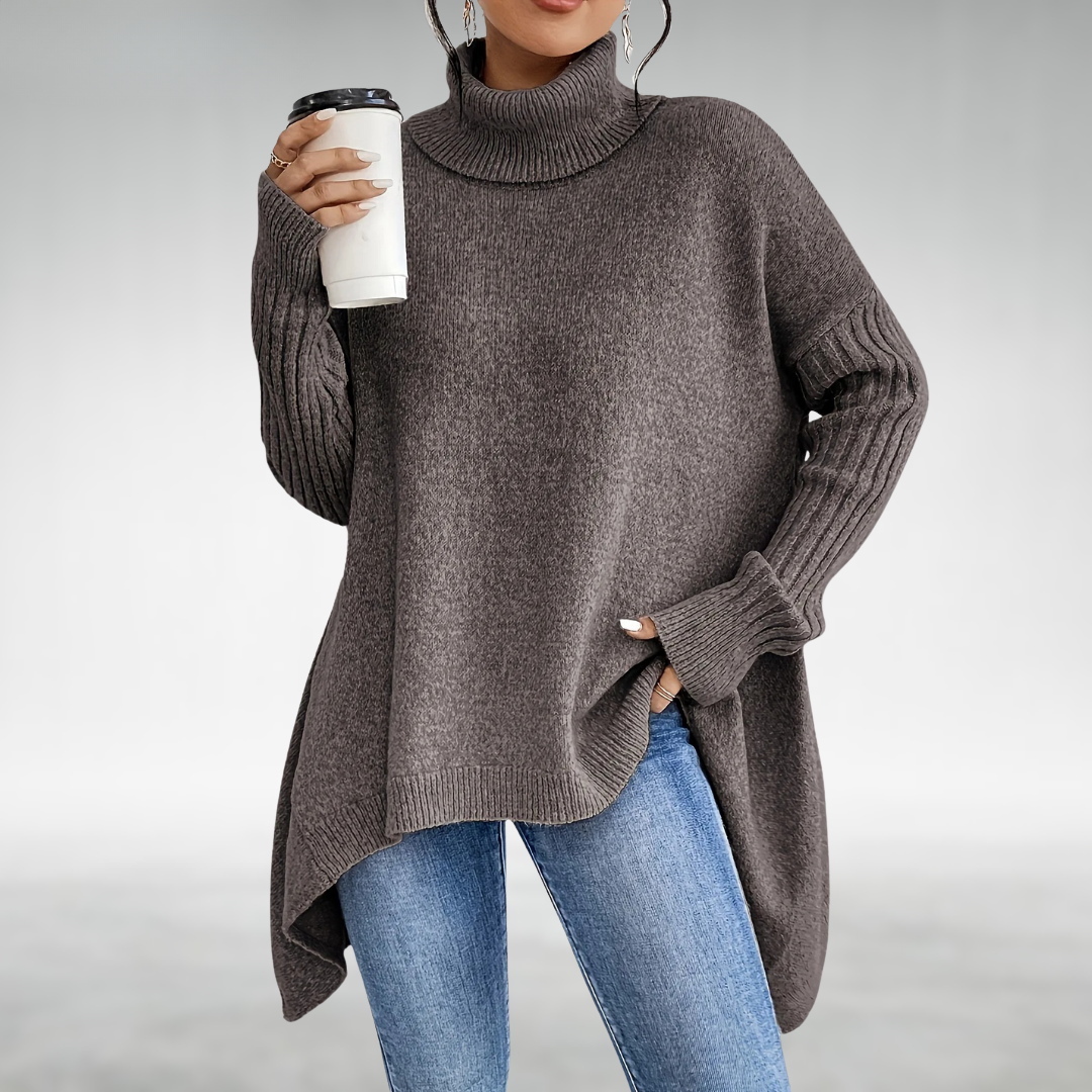 Asymmetrical Turtleneck Knit Jumper Women