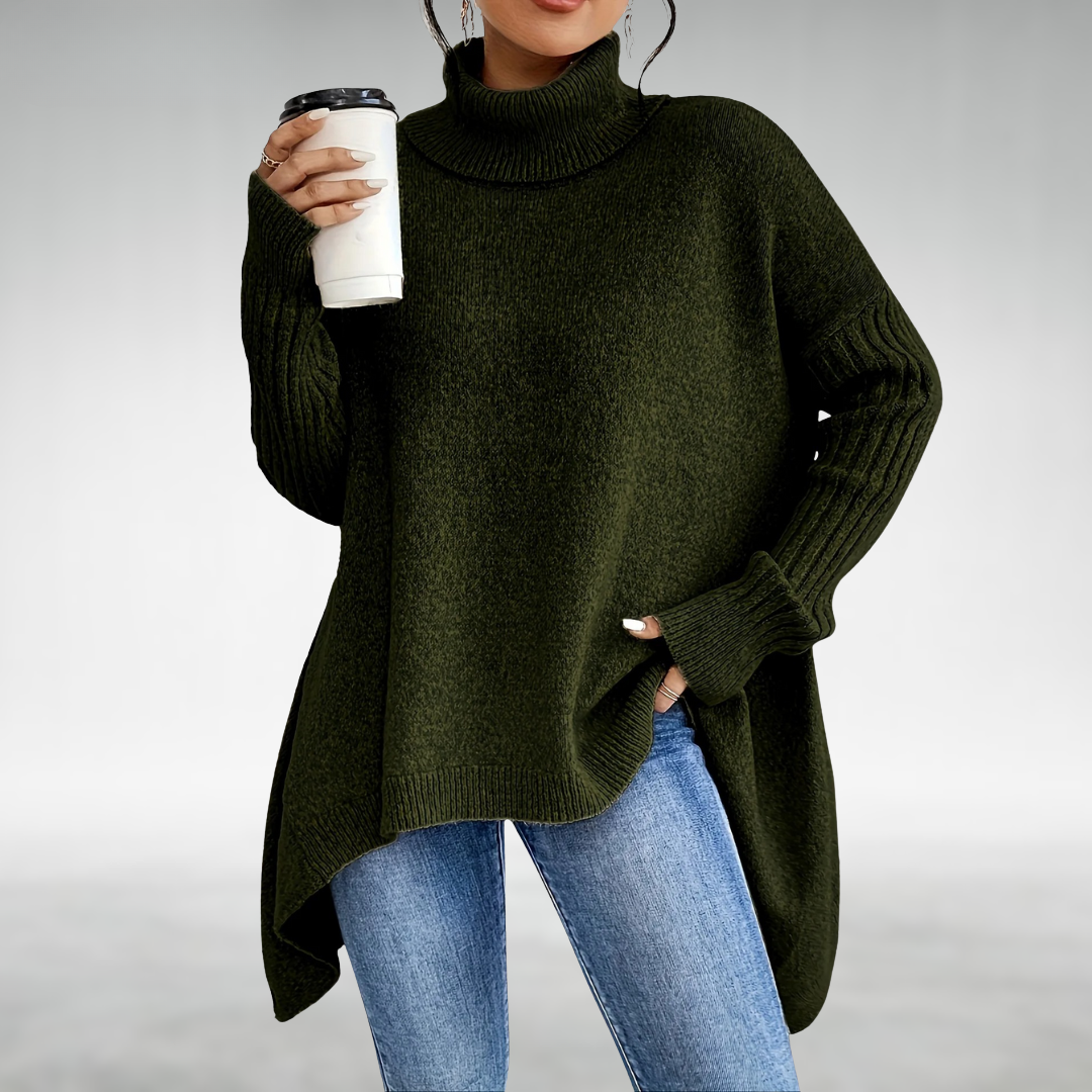 Asymmetrical Turtleneck Knit Jumper Women