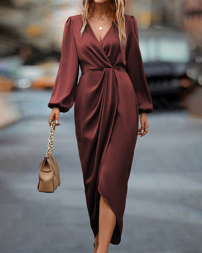 Elegant V-neck Midi Dress Women