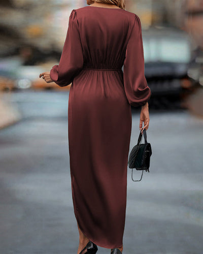 Elegant V-neck Midi Dress Women