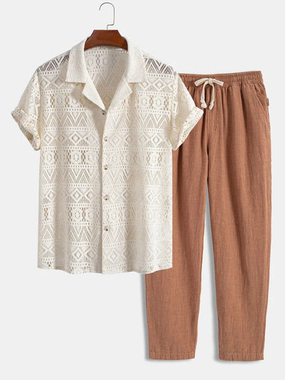 Textured Cuban Shirt Set