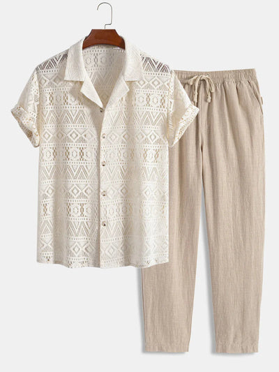 Textured Cuban Shirt Set