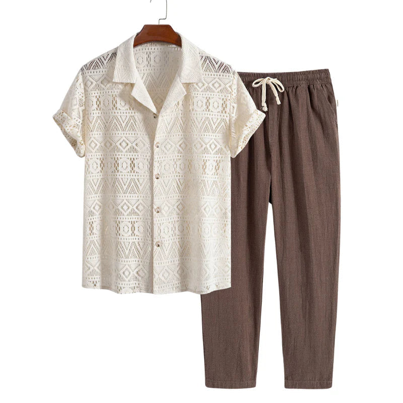 Textured Cuban Shirt Set