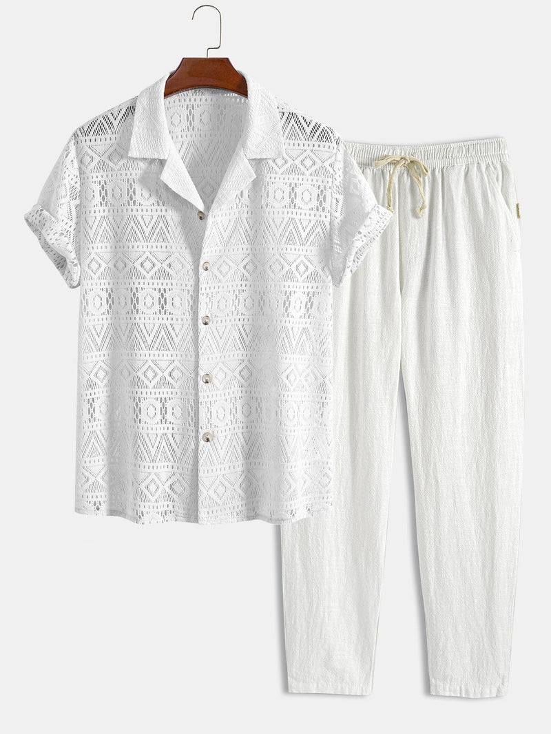Textured Cuban Shirt Set