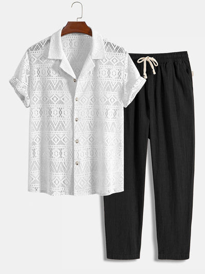 Textured Cuban Shirt Set