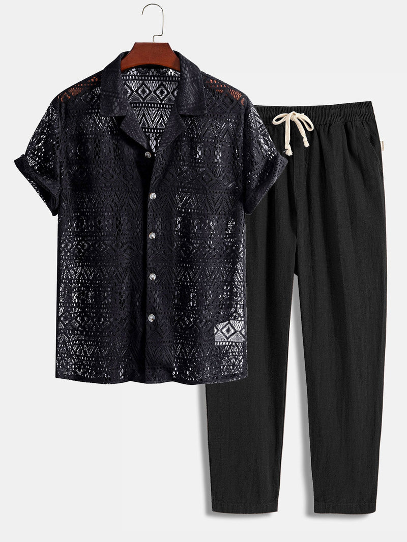 Textured Cuban Shirt Set