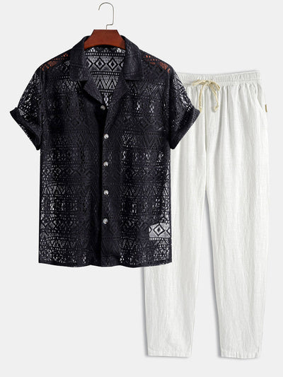 Textured Cuban Shirt Set