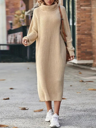 Turtleneck Knit Maxi Dress Women