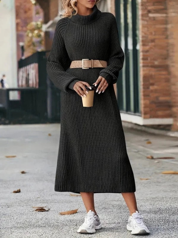 Turtleneck Knit Maxi Dress Women
