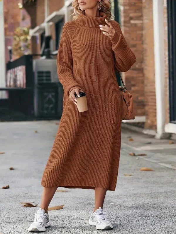 Turtleneck Knit Maxi Dress Women