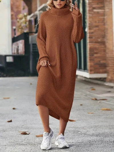 Turtleneck Knit Maxi Dress Women