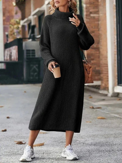 Turtleneck Knit Maxi Dress Women
