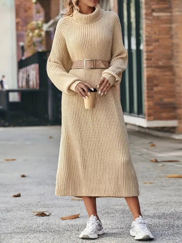Turtleneck Knit Maxi Dress Women