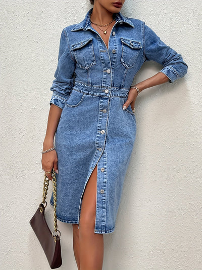 Long Sleeve Denim Dress Women