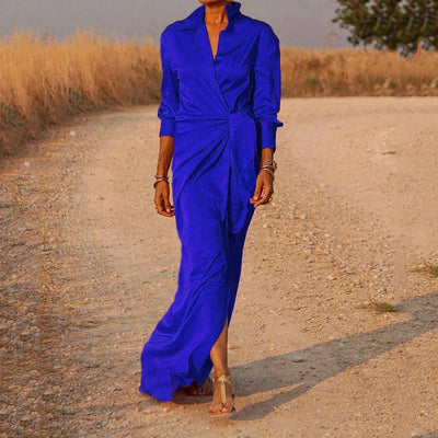 Long Sleeve Wrap Maxi Dress Women