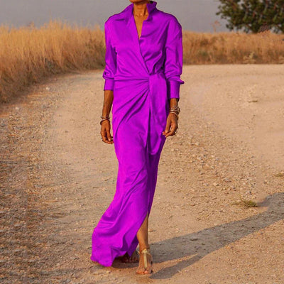 Long Sleeve Wrap Maxi Dress Women
