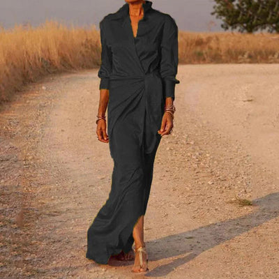 Long Sleeve Wrap Maxi Dress Women