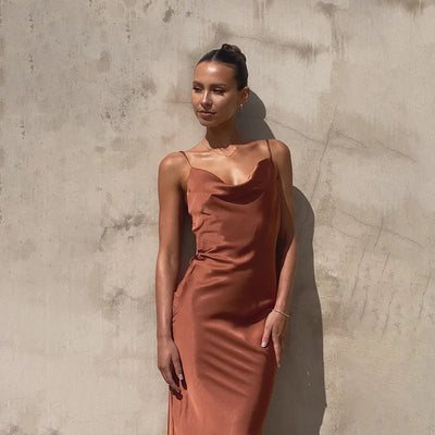 Elegant Long Satin Evening Dress