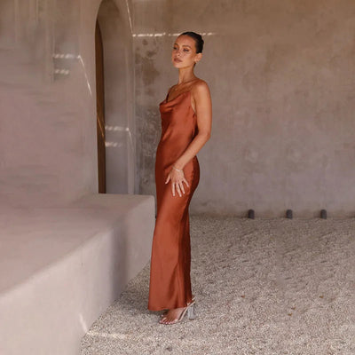 Elegant Long Satin Evening Dress