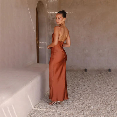 Elegant Long Satin Evening Dress