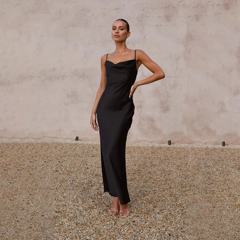 Elegant Long Satin Evening Dress
