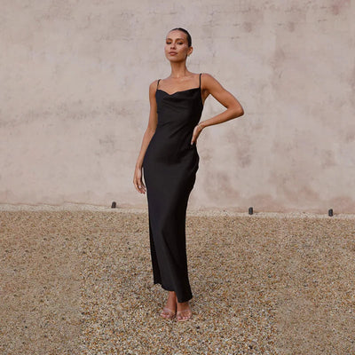 Elegant Long Satin Evening Dress