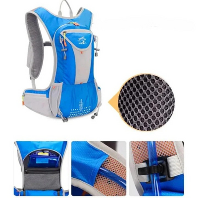 Lightweight, waterproof backpack with breathable back panel and organised storage space.