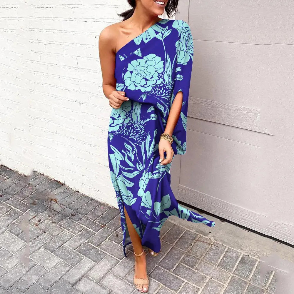 One-shoulder Floral Women's Maxi Dress