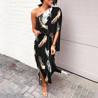One-shoulder Floral Women's Maxi Dress