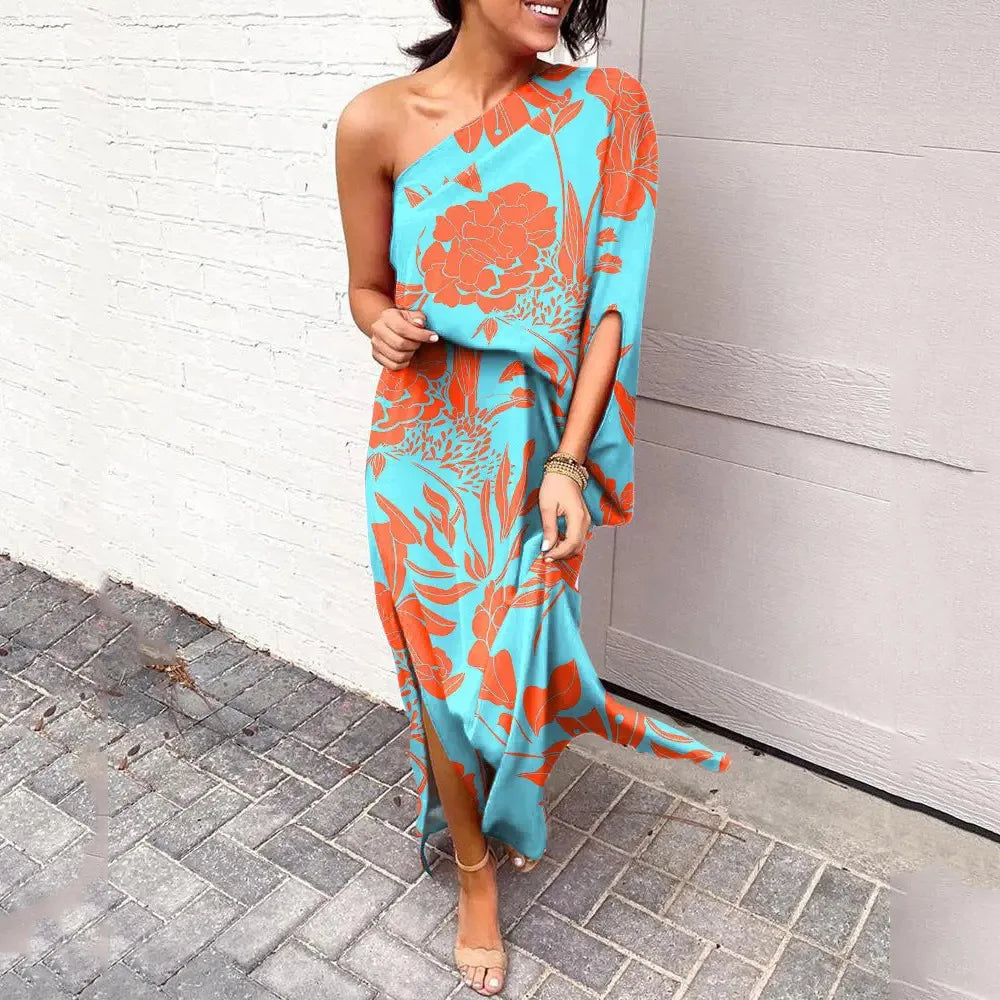 One-shoulder Floral Women's Maxi Dress
