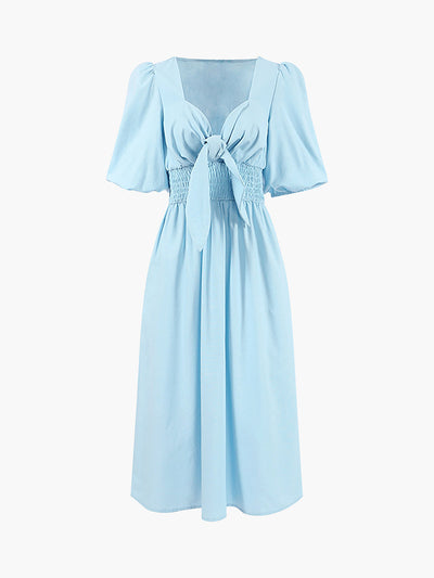 Linen Front Tie Women's Dress