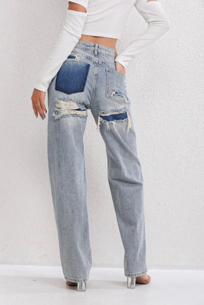 High-Rise Ripped Jeans Women