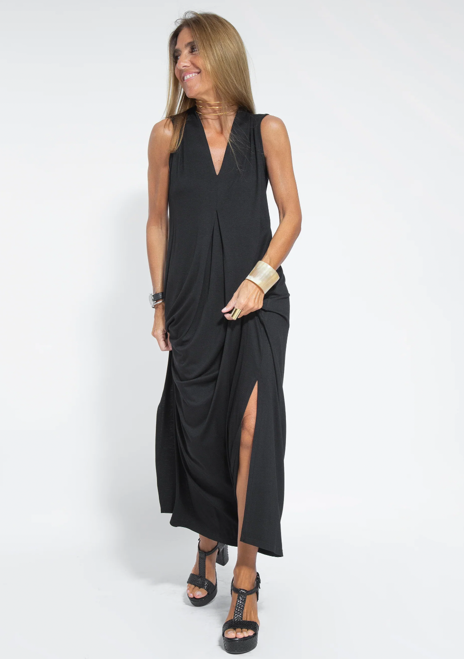 V-Neck Women's Maxi Dress with Cardigan Set