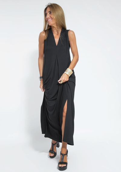 V-Neck Women's Maxi Dress with Cardigan Set