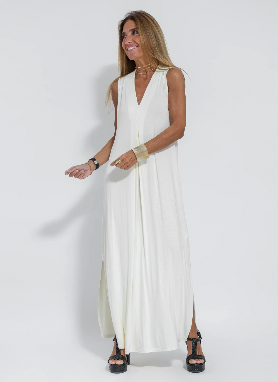 V-Neck Women's Maxi Dress with Cardigan Set