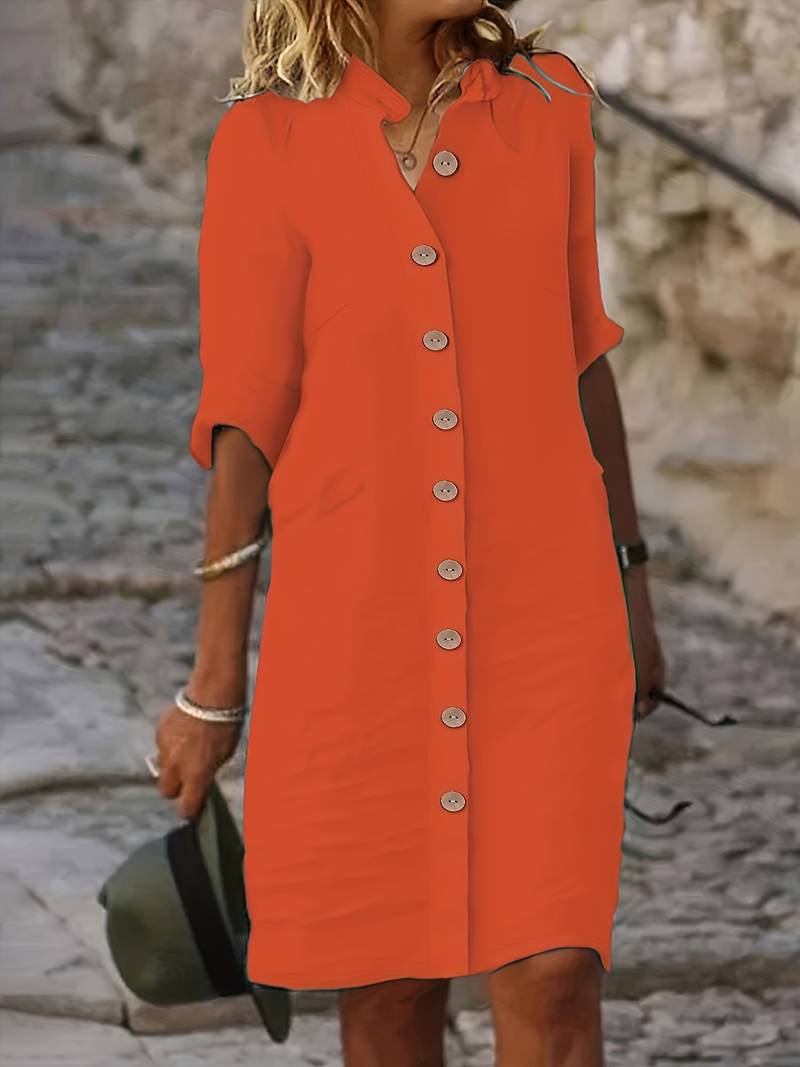 Button-Up Summer Midi Dress Women