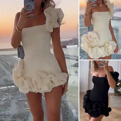 Elegant 3D Floral Cocktail Dress Women