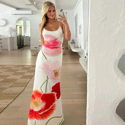 Spaghetti Straps Floral Maxi Dress