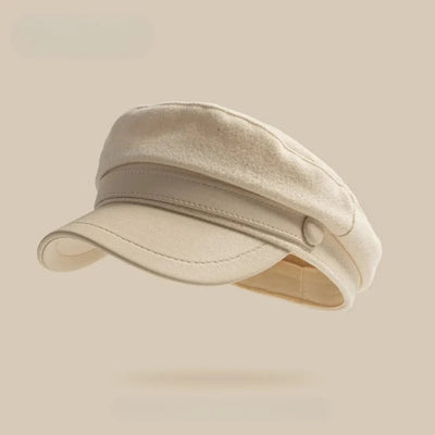 Wool Blend Men’s Cap With Leather Trim