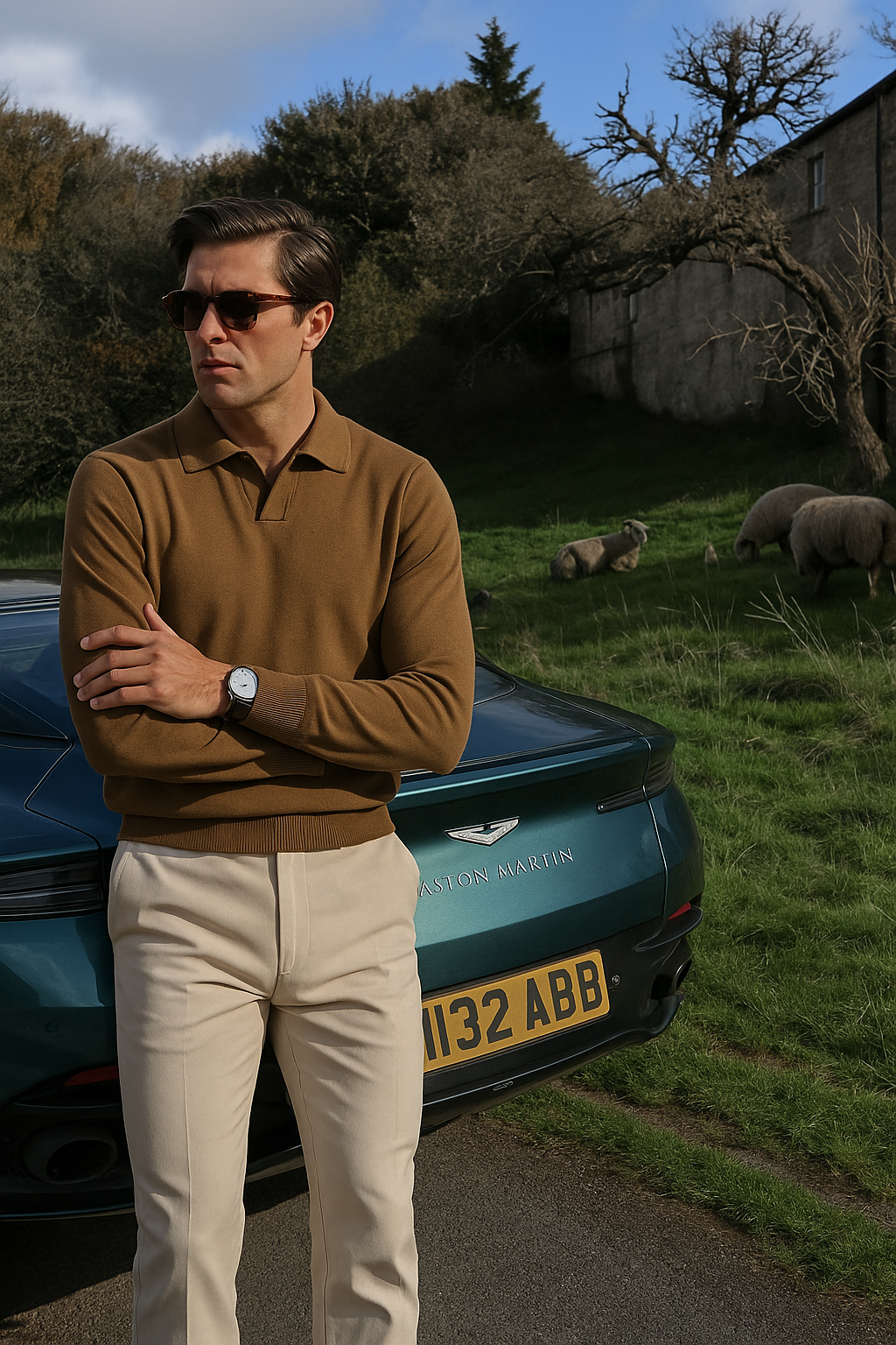 Knitted Long Sleeve Polo