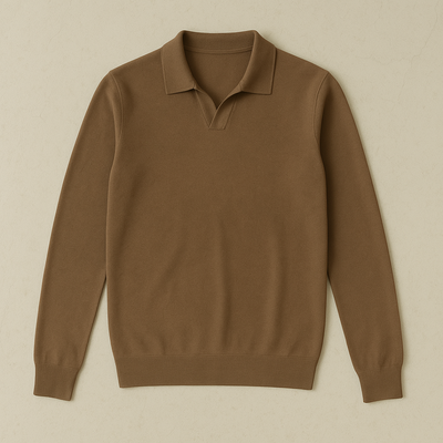 Knitted Long Sleeve Polo